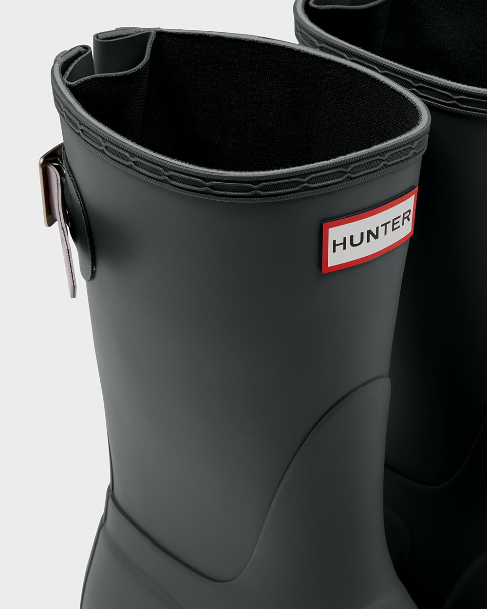 Botas de Lluvia Cortas Hunter Mujer - Original Back Adjustable - Verdes Oscuro/Morados - LKSJZVG-19